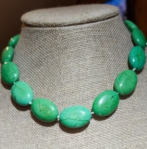Chunky Apple Green Howlite Statement Necklace